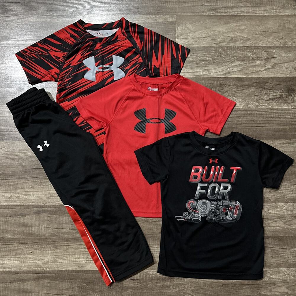 Under Armour Black and Red Pants and Shirts Bundle